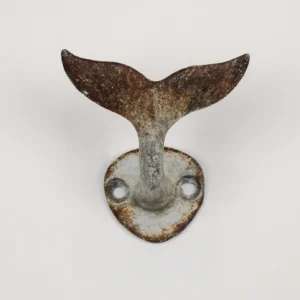 Rusty metal whale tail hook