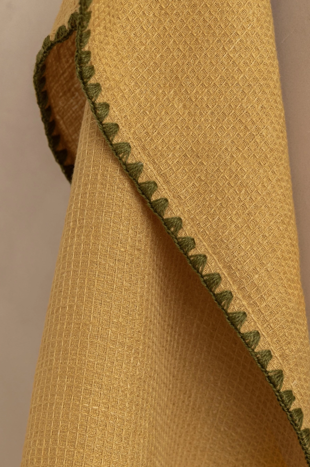 Linen Waffle Kitchen Towel-Mustard - Image 2