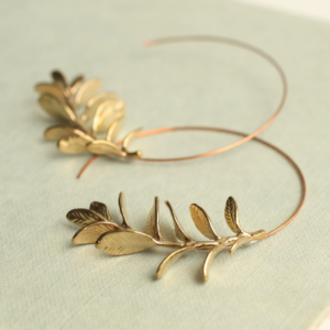 Botanical Leaf Hoop Earrings