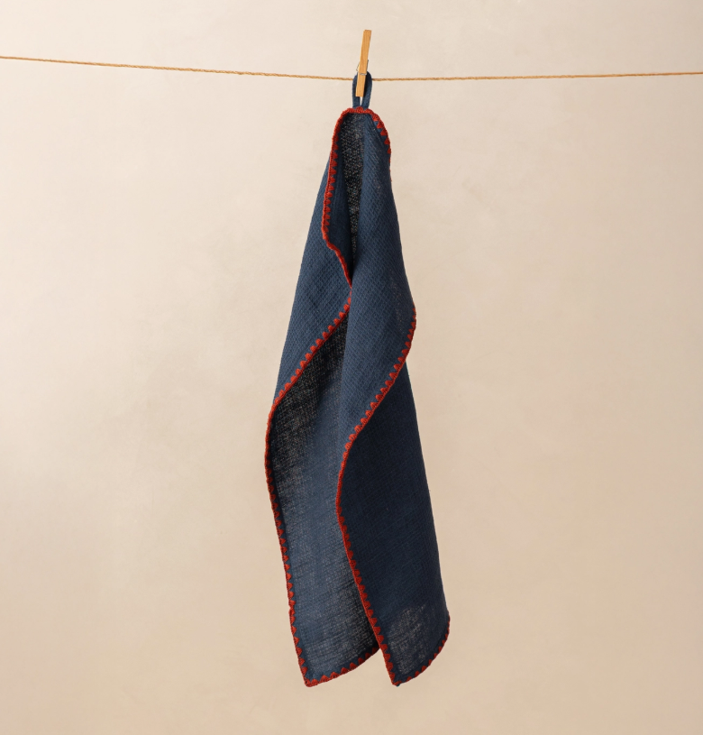 Linen Waffle Tea towel-Blue