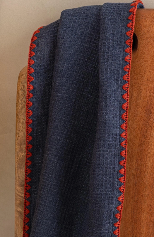 Linen Waffle Tea towel-Blue - Image 3