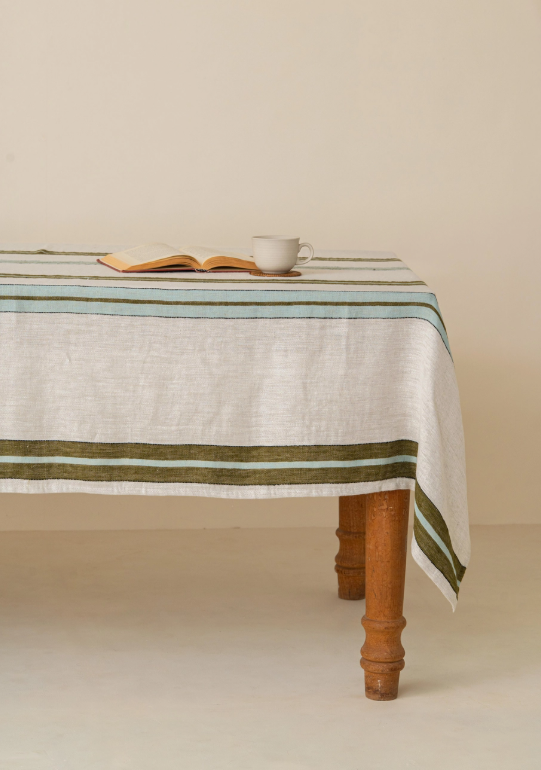 Linen Tablecloth – Herringbone/Olive