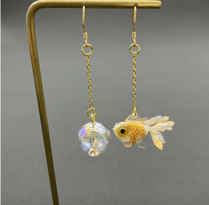 Yellow Goldfish/bubble Earrings