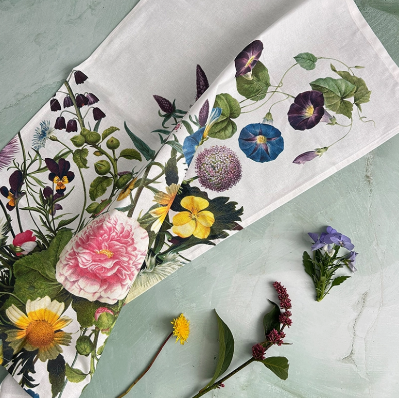Flower Garden Tea Towel 100% Organic Cotton - Image 2