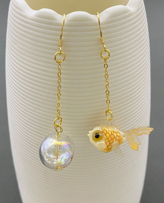 Yellow Goldfish/bubble Earrings - Image 2
