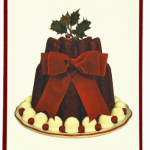 Cards-Christmas Plum Pudding Red Velvet Bow